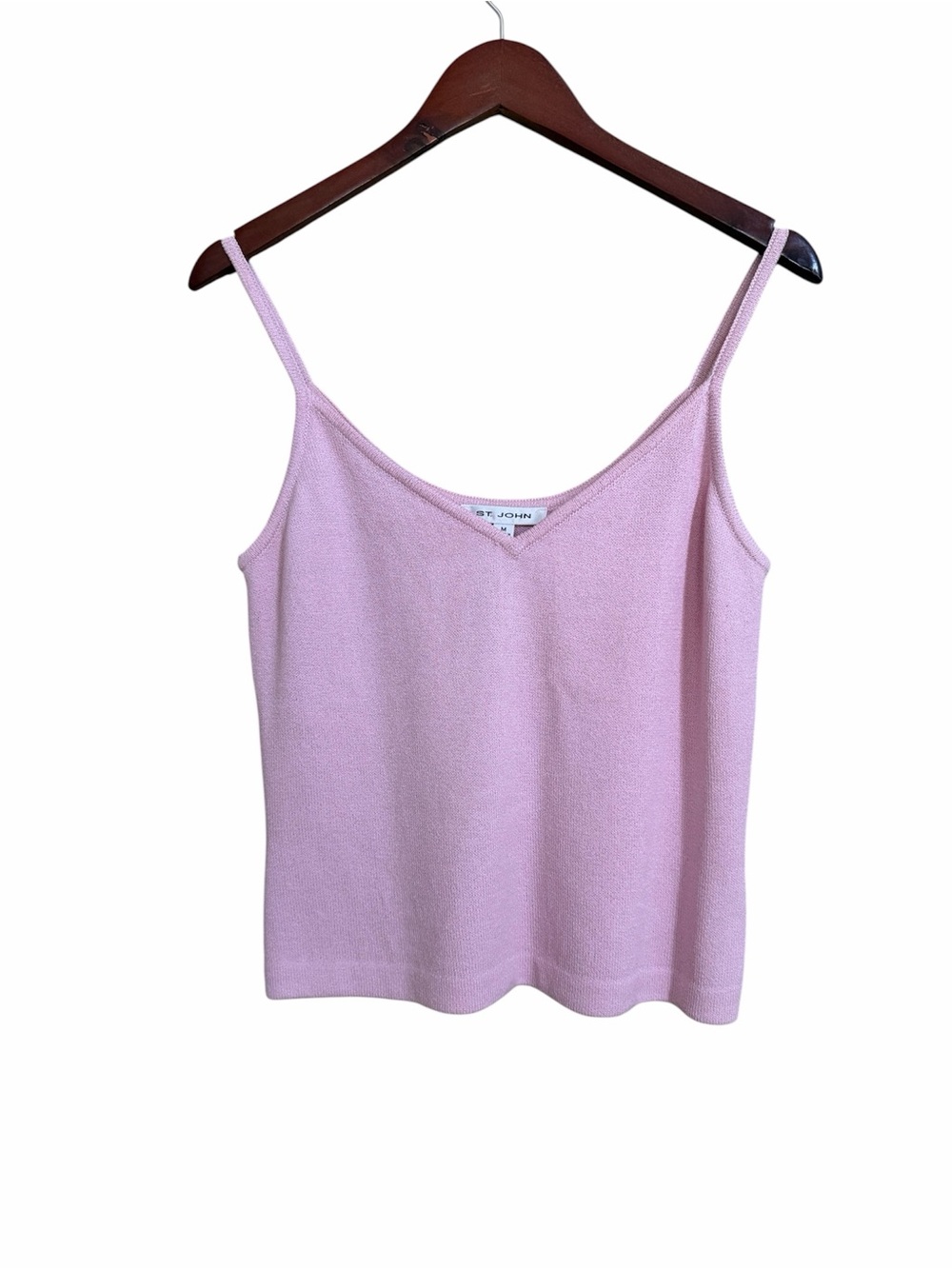 St. John Santana Knit Top M Women's Soft Pink Spaghetti Straps Camisole